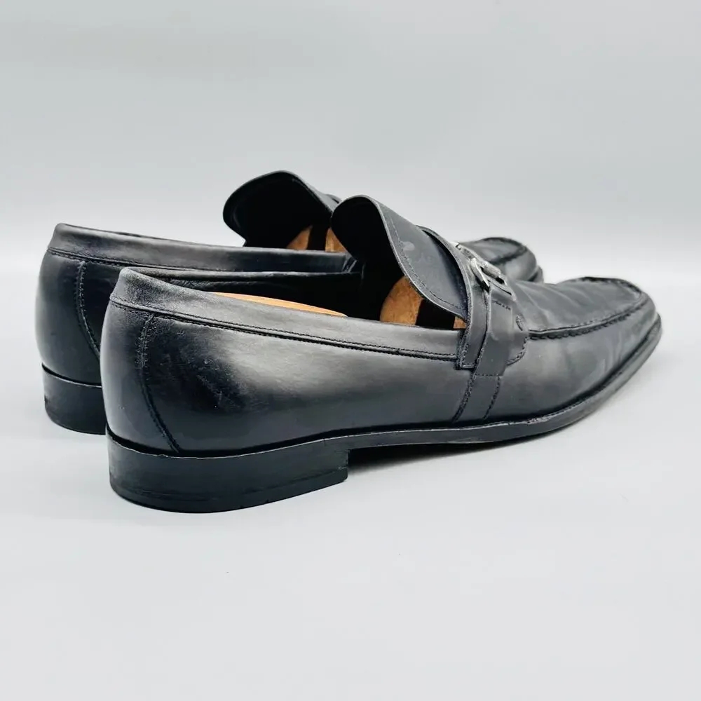 Salvatore Ferragamo Shoes Men 11.5 Black Leather Studio Bit Loafer Moc Toe Dress